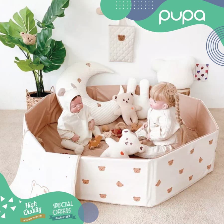 Kolam Bola Ball Pit Large – White Bear (TIDAK TERMASUK BOLA)