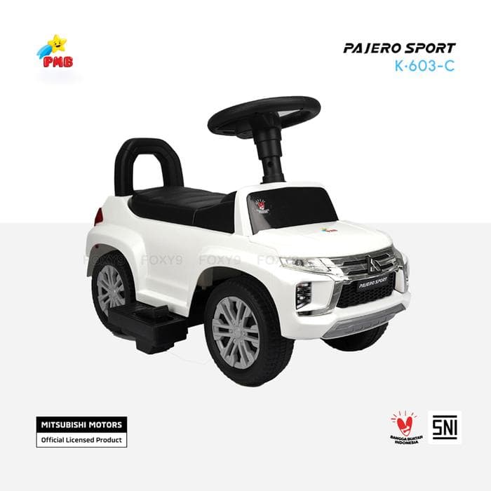 PMB Pajero Sport Ride On Mobil Aki – White