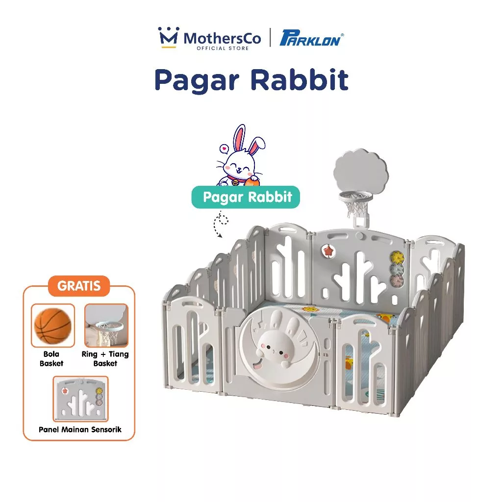 Parklon Folding Fence Pagar Pengaman Bayi 12+2 – Rabbit