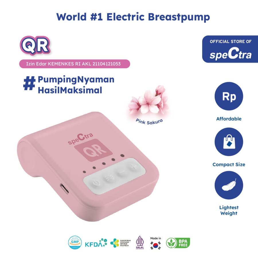 Spectra QR Double Electric Rechargeable Breastpump – Pink Sakura
