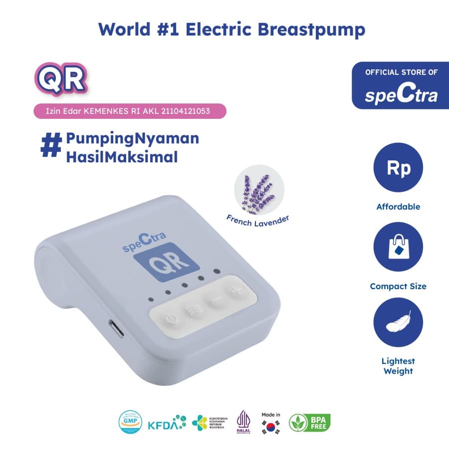 Spectra QR Double Electric Rechargeable Breastpump – French Lavender
