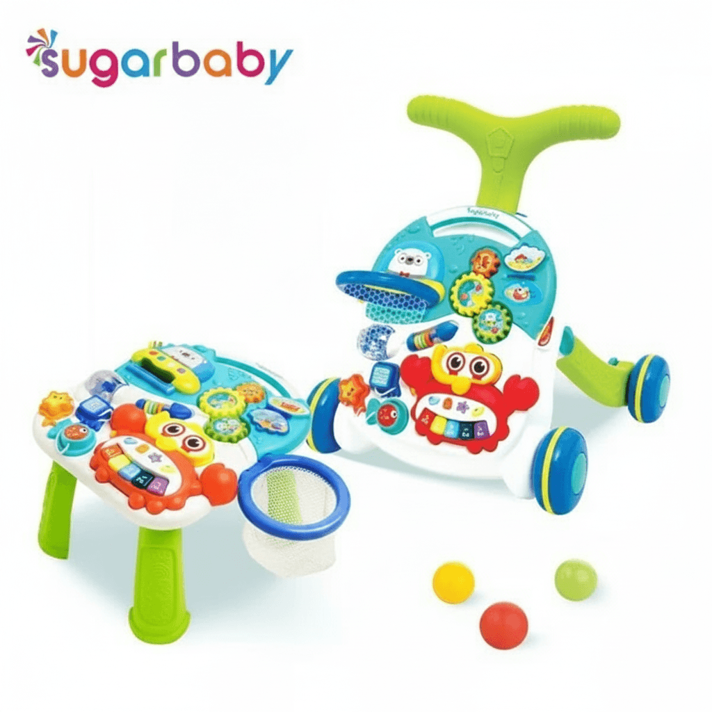 Sugar Baby Premium Activity Push Walker & Table – Green