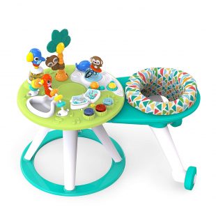 Bright Starts Around We Go 2-in-1 Baby Walker & Activity Table – Green Tosca