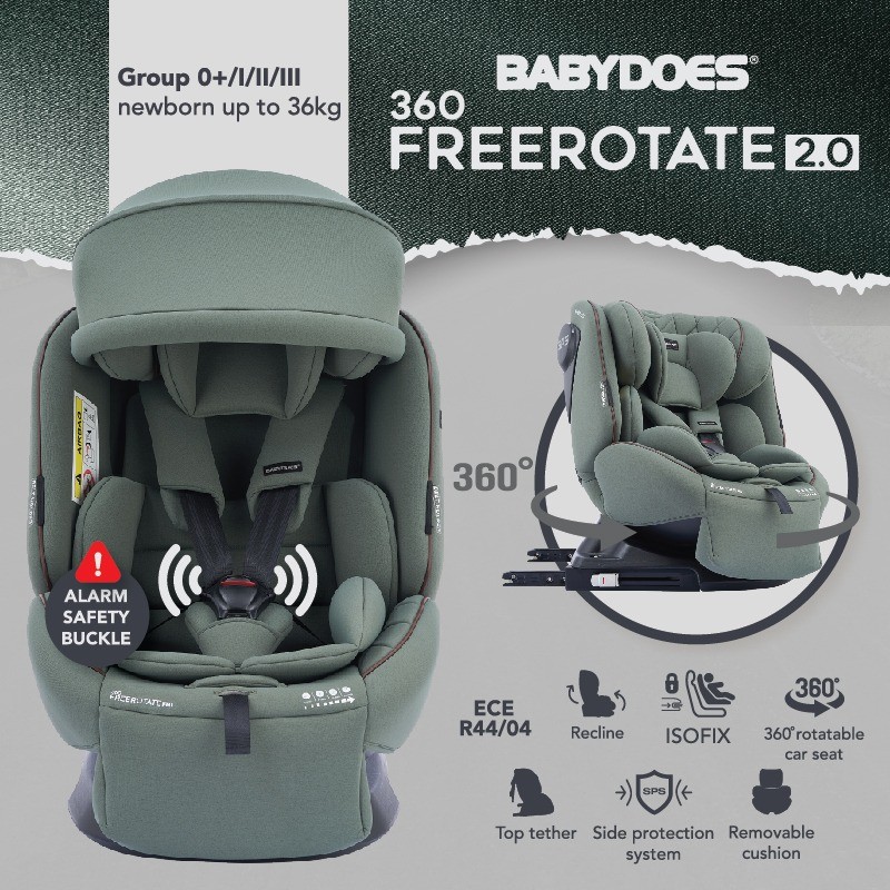 Babydoes 360° Free Rotate 2.0 Isofix Car Seat – Green