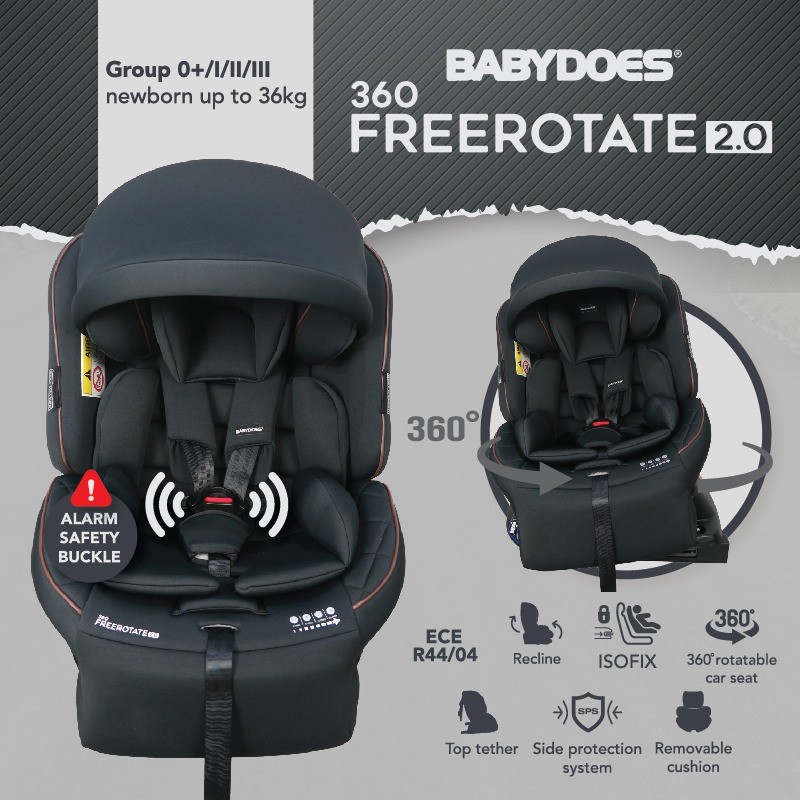 Babydoes 360° Free Rotate 2.0 Isofix Car Seat – Black