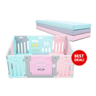 Lumba 10+2 Airplane Blue Pink Fence + Folding Playmat (DISKON KONDISI)