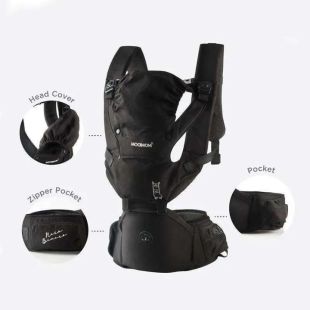 Mooimom Lightweight Hipseat Carrier Gendongan Bayi – Black Nero Bianco