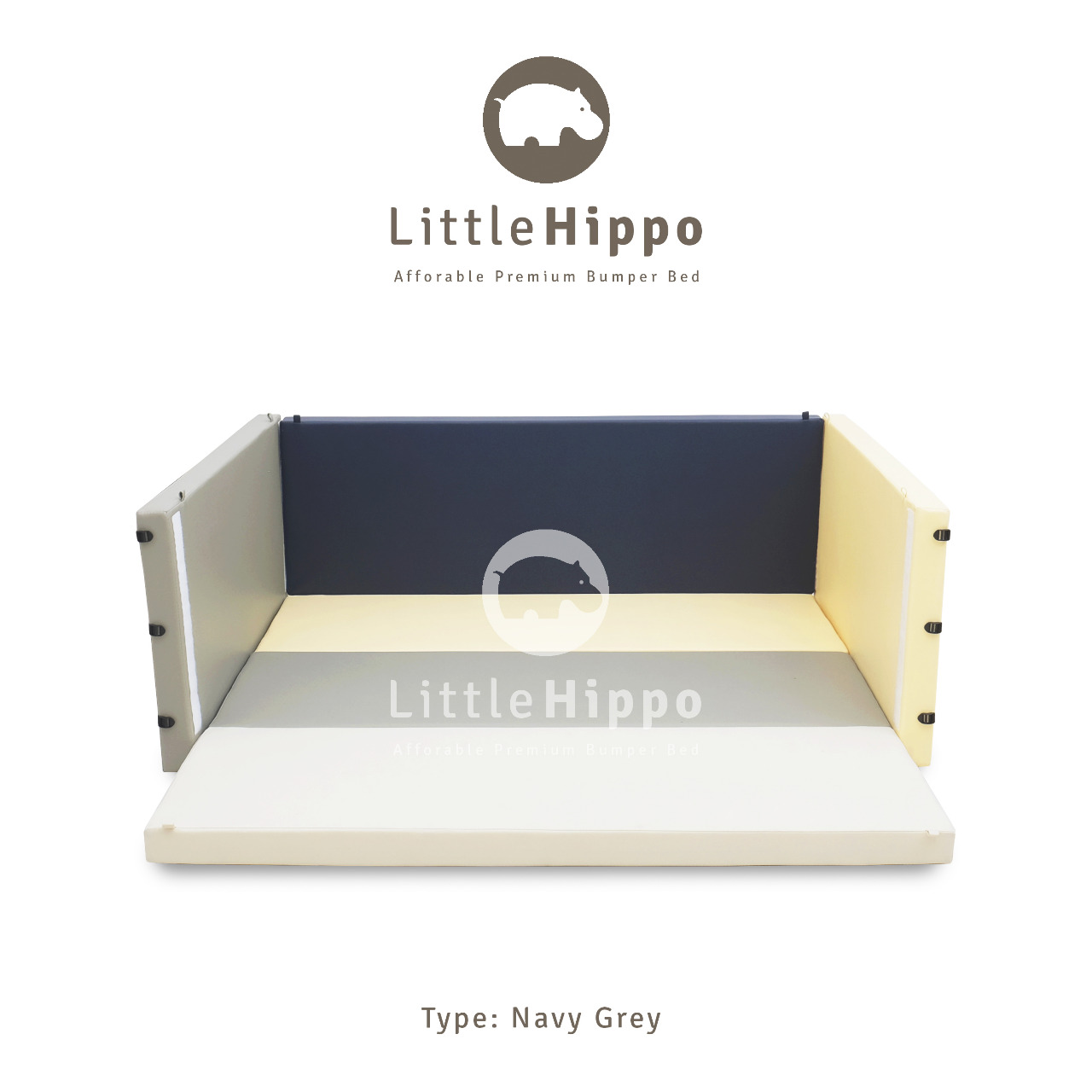Lumba Little Hippo Bumperbed – Navy Grey